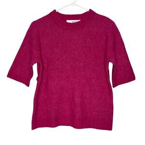 Selected Femme Short Sleeved Wool Blend Top Magenta Size Small